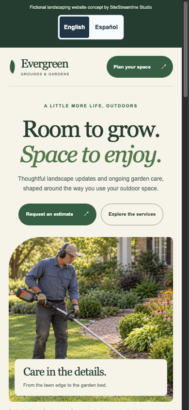 Matching mobile view of Evergreen Grounds